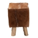 bali & pari Scotlyn Genuine Goat Leather Footstool with Teak Wood Legs - Rustic Boho Accent Seat with Natural Hide Upholstery, Handmade Decorative Footrest for Living Room or Bedroom - BSOSGLS-01-Teak Wood/Natural-Stool