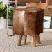 bali & pari Scotlyn Genuine Goat Leather Footstool with Teak Wood Legs - Rustic Boho Accent Seat with Natural Hide Upholstery, Handmade Decorative Footrest for Living Room or Bedroom - BSOSGLS-01-Teak Wood/Natural-Stool