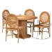 bali & pari Winslow 5-Piece Rattan Dining Set - Round Wicker Table with Pedestal Base and 4 Lattice Back Chairs, Handwoven Boho Coastal Style for Indoor Kitchen or Dining Room, Light Honey - BSOWinslow-Light Honey Rattan-5PC Dining Set