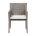 bali & pari Karis Rattan Dining Chair with Cushion - Handwoven Wicker Armchair with Mahogany Wood Frame, Coastal Boho Style Indoor Seating, French Grey - BSOKaris-French Grey-DC