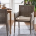 bali & pari Karis Rattan Dining Chair with Cushion - Handwoven Wicker Armchair with Mahogany Wood Frame, Coastal Boho Style Indoor Seating, French Grey - BSOKaris-French Grey-DC