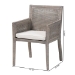 bali & pari Karis Rattan Dining Chair with Cushion - Handwoven Wicker Armchair with Mahogany Wood Frame, Coastal Boho Style Indoor Seating, French Grey - BSOKaris-French Grey-DC