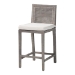 bali & pari Sofia Rattan Counter Stool with Mahogany Wood Frame - Handwoven Wicker Counter Height Chair with Cushion, Coastal Boho Style Kitchen Island Seating, French Grey