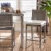 bali & pari Sofia Rattan Counter Stool with Mahogany Wood Frame - Handwoven Wicker Counter Height Chair with Cushion, Coastal Boho Style Kitchen Island Seating, French Grey - BSOSofia-French Grey-CS