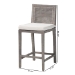 bali & pari Sofia Rattan Counter Stool with Mahogany Wood Frame - Handwoven Wicker Counter Height Chair with Cushion, Coastal Boho Style Kitchen Island Seating, French Grey - BSOSofia-French Grey-CS