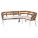 bali & pari Ubud Seagrass Dining Nook Set with Mahogany Wood Frame - L-Shaped Rattan Accent Corner Bench for Kitchen or Dining Room, 2-Piece