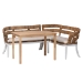 bali & pari Ubud Seagrass Dining Nook Set with Wood Dining Table and Cushioned L-Shaped Bench - Coastal Farmhouse Breakfast Corner Furniture Set for Kitchen or Dining Room, 3-Piece