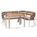 bali & pari Ubud Seagrass Dining Nook Set with Wood Dining Table and Cushioned L-Shaped Bench - Coastal Farmhouse Breakfast Corner Furniture Set for Kitchen or Dining Room, 3-Piece - BSOUbud/RH7006-3PC Dining Set