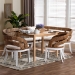 bali & pari Ubud Seagrass Dining Nook Set with Wood Table, Cushioned L-Shaped Bench and Chairs - Coastal Farmhouse Breakfast Corner Furniture Set for Kitchen or Dining Room, 5-Piece - BSOUbud/RH7006-5PC Dining Set