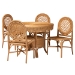 bali & pari Troy 5-Piece Rattan Dining Set - Round Wicker Table with Scallop Edge and 4 Lattice Back Chairs, Handwoven Boho Coastal Style for Indoor Kitchen or Dining Room, Light Honey