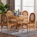 bali & pari Troy 5-Piece Rattan Dining Set - Round Wicker Table with Scallop Edge and 4 Lattice Back Chairs, Handwoven Boho Coastal Style for Indoor Kitchen or Dining Room, Light Honey - BSOTroy-Light Honey Rattan-5PC Dining Set