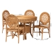 bali & pari Troy 5-Piece Rattan Dining Set - Round Wicker Table with Scallop Edge and 4 Lattice Back Chairs, Handwoven Boho Coastal Style for Indoor Kitchen or Dining Room, Light Honey - BSOTroy-Light Honey Rattan-5PC Dining Set