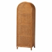 bali & pari Paloma Arched Rattan Accent Cabinet with Shelves - Handwoven Cane Display Unit with Door, Boho Chic Decorative Furniture Piece for Living Room Entryway or Sunroom