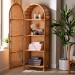 bali & pari Paloma Arched Rattan Accent Cabinet with Shelves - Handwoven Cane Display Unit with Door, Boho Chic Decorative Furniture Piece for Living Room Entryway or Sunroom - BSOAyou-Light Honey Rattan-Tall Cabinet