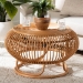bali & pari Adeola Round Lantern-Shaped Rattan Coffee Table - Handcrafted Coastal Boho Style Centerpiece for Living Room, Den, or Sunroom - BSOAdeola-Light Honey Rattan Coffee Table