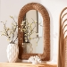 bali & pari Brisia Arched Rattan Wall Mirror - Handwoven Wicker Framed Mirror for Entryway, Living Room, or Bedroom, Natural - BSOF247-FT6-Mirror