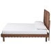 Baxton Studio Orianthe Scalloped Platform Bed with Woven Rattan Headboard - Solid Wood Bed Frame with Curved Edge Design, Modern Minimalist Bedroom Furniture, Queen Size - BSOMG9811/0245-Walnut Rattan-Queen