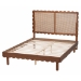 Baxton Studio Orianthe Scalloped Platform Bed with Woven Rattan Headboard - Solid Wood Bed Frame with Curved Edge Design, Modern Minimalist Bedroom Furniture, Queen Size - BSOMG9811/0245-Walnut Rattan-Queen