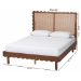 Baxton Studio Orianthe Scalloped Platform Bed with Woven Rattan Headboard - Solid Wood Bed Frame with Curved Edge Design, Modern Minimalist Bedroom Furniture, Queen Size - BSOMG9811/0245-Walnut Rattan-Queen