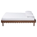 Baxton Studio Orianthe Wood Platform Bed Frame with Scalloped Edge Design - Low Profile Bed Base with Round Legs, Modern Minimalist Bedroom Furniture, Queen Size - BSOMG0245-Walnut Rattan-Bed Frame-Queen