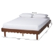Baxton Studio Orianthe Wood Platform Bed Frame with Scalloped Edge Design - Low Profile Bed Base with Round Legs, Modern Minimalist Bedroom Furniture, Queen Size - BSOMG0245-Walnut Rattan-Bed Frame-Queen