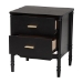 Baxton Studio Marisela Black Wood Nightstand with Gold Handles - 2-Drawer Bedside Table with Bamboo-Inspired Legs, Modern Transitional Accent Furniture for Bedroom or Guest Room - BSOMG9014-Black 9990-2DW-NS