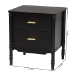 Baxton Studio Marisela Black Wood Nightstand with Gold Handles - 2-Drawer Bedside Table with Bamboo-Inspired Legs, Modern Transitional Accent Furniture for Bedroom or Guest Room - BSOMG9014-Black 9990-2DW-NS
