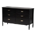 Baxton Studio Marisela Black Wood Dresser with Drawers - Bamboo-Inspired Legs and Brass Handles, 6-Drawer Modern Transitional Bedroom Storage Unit