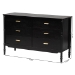 Baxton Studio Marisela Black Wood Dresser with Drawers - Bamboo-Inspired Legs and Brass Handles, 6-Drawer Modern Transitional Bedroom Storage Unit - BSOMG9014-Black 9990-6DW-Dresser