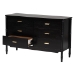Baxton Studio Marisela Black Wood Dresser with Drawers - Bamboo-Inspired Legs and Brass Handles, 6-Drawer Modern Transitional Bedroom Storage Unit - BSOMG9014-Black 9990-6DW-Dresser