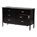 Baxton Studio Marisela Black Wood Dresser with Drawers - Bamboo-Inspired Legs and Brass Handles, 6-Drawer Modern Transitional Bedroom Storage Unit - BSOMG9014-Black 9990-6DW-Dresser