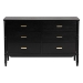 Baxton Studio Marisela Black Wood Dresser with Drawers - Bamboo-Inspired Legs and Brass Handles, 6-Drawer Modern Transitional Bedroom Storage Unit - BSOMG9014-Black 9990-6DW-Dresser