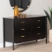 Baxton Studio Marisela Black Wood Dresser with Drawers - Bamboo-Inspired Legs and Brass Handles, 6-Drawer Modern Transitional Bedroom Storage Unit - BSOMG9014-Black 9990-6DW-Dresser