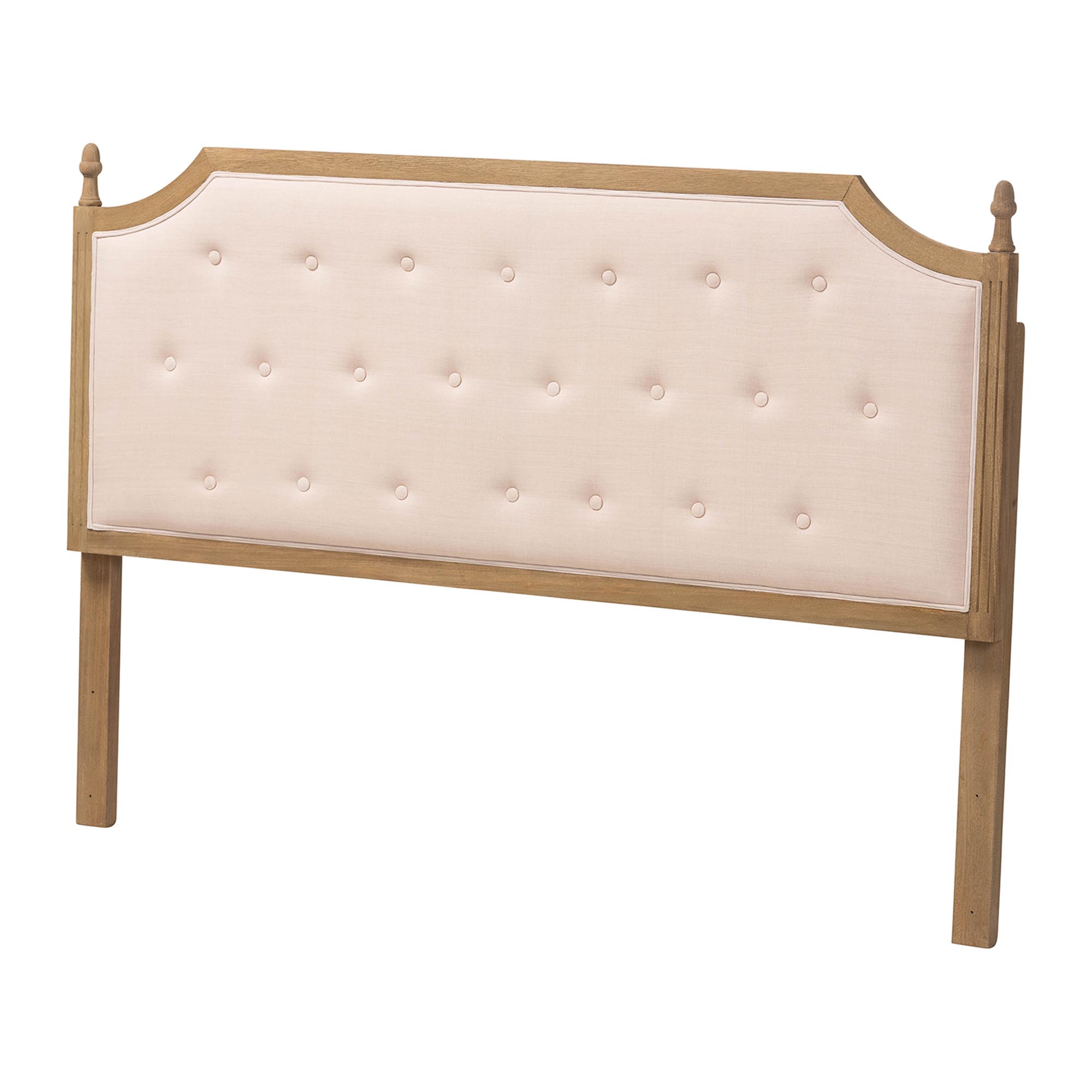 Baxton Studio Lourdes Upholstered Headboard with Solid Wood Frame - Tufted Backrest Panel with Curved Top, Elegant Bedroom D?cor, Queen Size