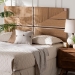 bali & pari Prita Paper Loom Headboard with Mahogany Wood Frame, Handwoven Bed Backrest Panel with Geometric Design, Boho Rustic Bedroom Accent, King Size - BSOMadeline-Brown-HB-King
