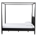 Baxton Studio Marisela Canopy Bed with Synthetic Rattan Headboard - Black Wood Bed Frame with Bamboo-Inspired Posts, Modern Transitional Bedroom Accent Furniture, Queen Size - BSOMG0246-2-Black-Queen-Canopy Bed