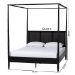 Baxton Studio Marisela Canopy Bed with Synthetic Rattan Headboard - Black Wood Bed Frame with Bamboo-Inspired Posts, Modern Transitional Bedroom Accent Furniture, Queen Size - BSOMG0246-2-Black-Queen-Canopy Bed
