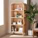 bali & pari Chusi Natural Rattan Decorative Shelf - Handwoven Cane Display Unit with Arched Top, Boho Coastal Storage Rack for Living Room or Bedroom - BSOChusi-Natural/Rattan-Shelf