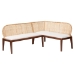 bali & pari Okinawa 2-Piece Corner Bench Set with Cushion - L-Shaped Dining Nook Seating with Acacia Wood Base and Natural Rattan Backrest, Boho Coastal Style Banquette for Kitchen or Breakfast Area