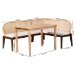 bali & pari Okinawa 3-Piece Dining Nook Set - L-Shaped Rattan Corner Benches with Cushions and Solid Wood Rectangular Table, Boho Coastal Breakfast Banquette for Kitchen or Dining Area - BSOOkinawa-Light Honey/Light Brown-3PC Dining Set