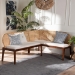 bali & pari Okinawa 2-Piece Corner Bench Set with Cushion - L-Shaped Dining Nook Seating with Acacia Wood Base and Natural Rattan Backrest, Boho Coastal Style Banquette for Kitchen or Breakfast Area - BSOOkinawa-Light Honey/Light Brown-2PC Bench Set
