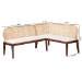 bali & pari Okinawa 2-Piece Corner Bench Set with Cushion - L-Shaped Dining Nook Seating with Acacia Wood Base and Natural Rattan Backrest, Boho Coastal Style Banquette for Kitchen or Breakfast Area - BSOOkinawa-Light Honey/Light Brown-2PC Bench Set