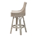bali & pari Bella Swivel Rattan Bar Stool with Cushion - Handwoven Wicker Bar Chair with Backrest and Footrest, French Grey - BSOBella-French Grey/Rattan-BS