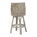 bali & pari Bella Swivel Rattan Bar Stool with Cushion - Handwoven Wicker Bar Chair with Backrest and Footrest, French Grey - BSOBella-French Grey/Rattan-BS