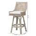 bali & pari Bella Swivel Rattan Bar Stool with Cushion - Handwoven Wicker Bar Chair with Backrest and Footrest, French Grey - BSOBella-French Grey/Rattan-BS