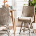 bali & pari Bella Swivel Rattan Counter Stool with Cushion - Handwoven Wicker Kitchen Island Seating with Backrest and Footrest, French Grey - BSOBella-French Grey/Rattan-CS