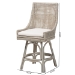 bali & pari Bella Swivel Rattan Counter Stool with Cushion - Handwoven Wicker Kitchen Island Seating with Backrest and Footrest, French Grey - BSOBella-French Grey/Rattan-CS