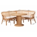 bali & pari Aara 3-Piece Natural Rattan Dining Nook Set - L-Shaped Corner Bench with Cushions and Round Pedestal Wicker Table, Handwoven Boho Coastal Breakfast Banquette for Kitchen or Sunroom - BSOAdele/Braided-3PC Dining Set