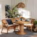 bali & pari Aara 3-Piece Natural Rattan Dining Nook Set - L-Shaped Corner Bench with Cushions and Round Pedestal Wicker Table, Handwoven Boho Coastal Breakfast Banquette for Kitchen or Sunroom - BSOAdele/Braided-3PC Dining Set