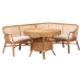 bali & pari Ceona 3-Piece Natural Rattan Dining Nook Set - L-Shaped Banquette Seating with Cushions and Pedestal Table, Boho Coastal Style Dining